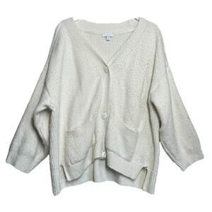 Topshop Oversized Ribbed Knit Cardigan Ivory Size Medium